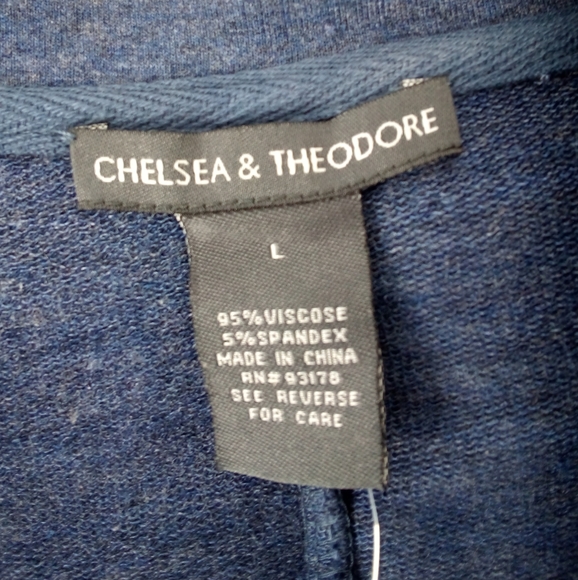 NWT $69 Chelsea & Theodore Blue Viscose Spandex Large Pockets Dress L - Picture 2 of 10